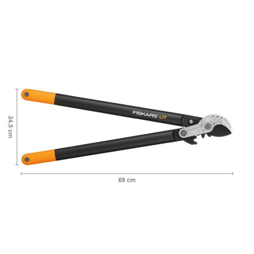 FISKARS PowerGear műanyag fogaskerekes ágvágó, rávágó pengével (L) L77