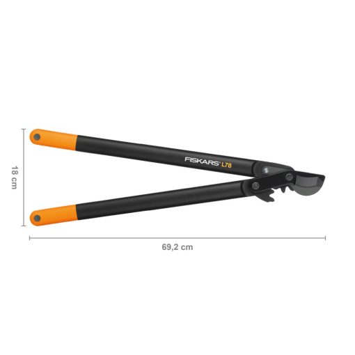 FISKARS PowerGear műanyag fogaskerekes ágvágó, horgos pengével (L) L78