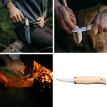 FISKARS Norden fafaragó kés, bőr tokkal