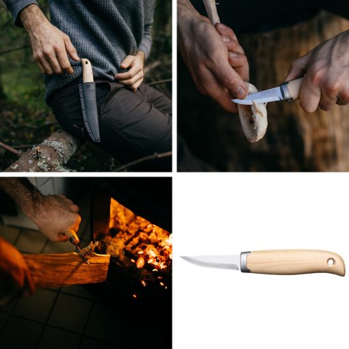 FISKARS Norden fafaragó kés, bőr tokkal