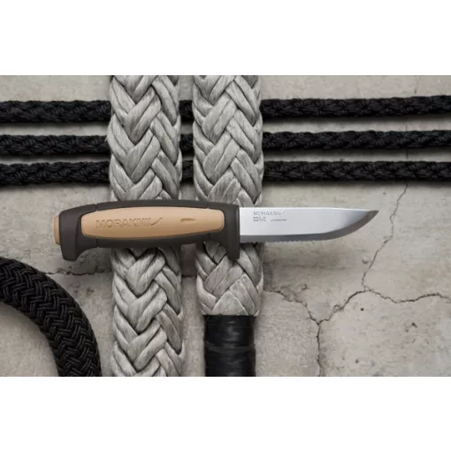 MORAKNIV Pro Rope (S) kés, fogazott pengével, tokkal, barna