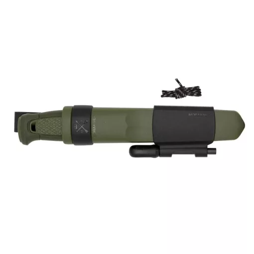 MORAKNIV Kansbol (S) kés, tokkal + Survival Kit tűzgyújtó készlet, zöld