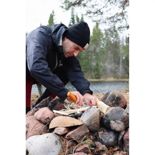 MORAKNIV Kansbol (S) kés, tokkal + Survival Kit tűzgyújtó készlet, narancssárga