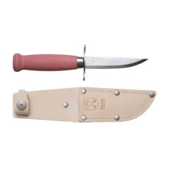 MORAKNIV Scout 39 (S) kés,  vörösáfonya, bőr tokkal