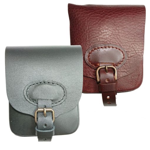 Bőr övtáska - Dupla - Álló - Övcsattal - Rátéttel