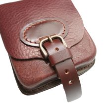 Bőr övtáska - Dupla - Álló - Övcsattal - Rátéttel