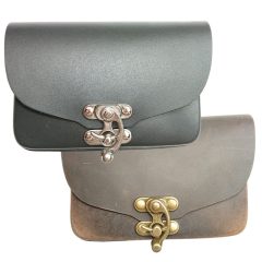 Bőr övtáska - Dupla - Fekvő - Tüskezárral