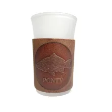 Üveg feles pohár bőr borítással 6db-os szett – Horgászat tematika