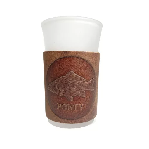 Üveg feles pohár bőr borítással 6db-os szett – Horgászat tematika