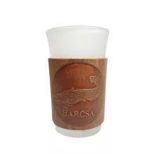 Üveg feles pohár bőr borítással 6db-os szett – Horgászat tematika