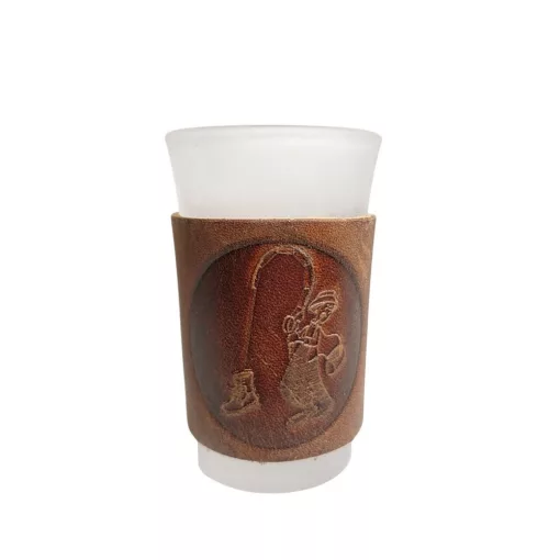 Üveg feles pohár bőr borítással 6db-os szett – Horgászat tematika