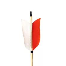 Wooden arrow  - Threaded copper tip - with flu-flu feather