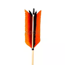 Wooden arrow  - Threaded copper tip - with flu-flu feather