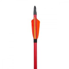   Fa gyerek nyílvessző - Menetes réz heggyel - 3"-os pajzs tollal - piros festéssel