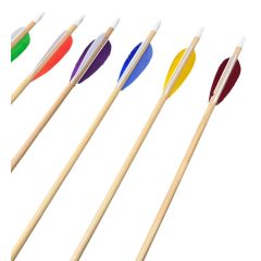   10db Kerecsen fa gyerek nyílvessző - Menetes réz heggyel - 3"-os pajzs pulykatollal